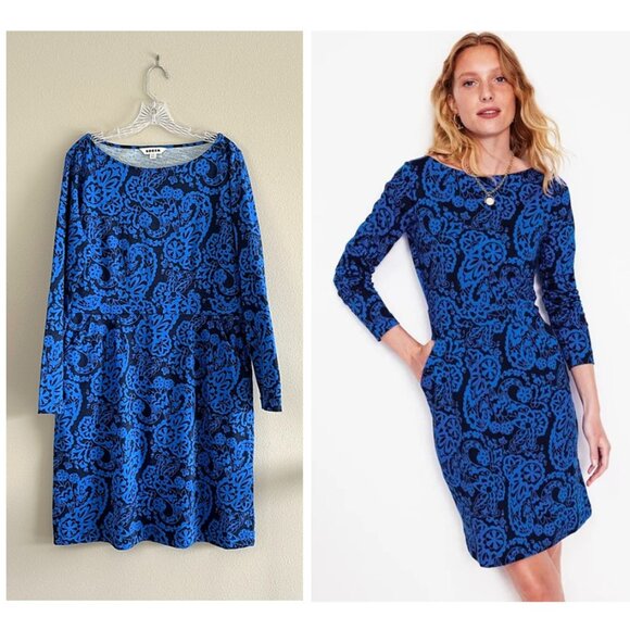 Boden Dresses & Skirts - Boden Florrie Cotton Jersey Knit Long Sleeve Dress, Blue Print, 14